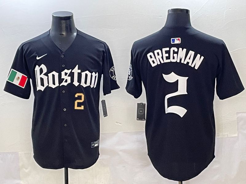 Men 2025 Boston Red Sox #2 Bregman Black Five generations Joint Name Nike MLB Jersey style 7
